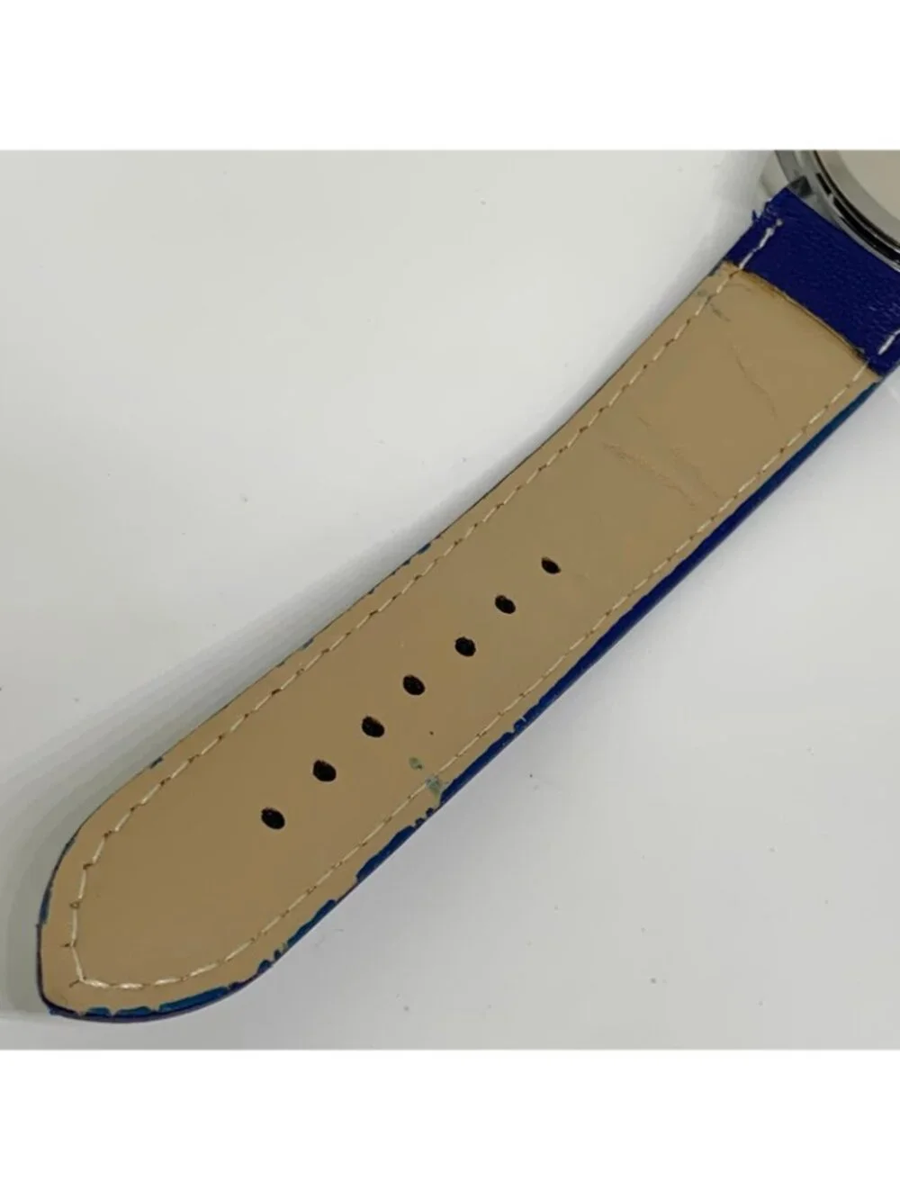 MiGEER men’s quartz analog watch 42mm silver tone blue dial leather running